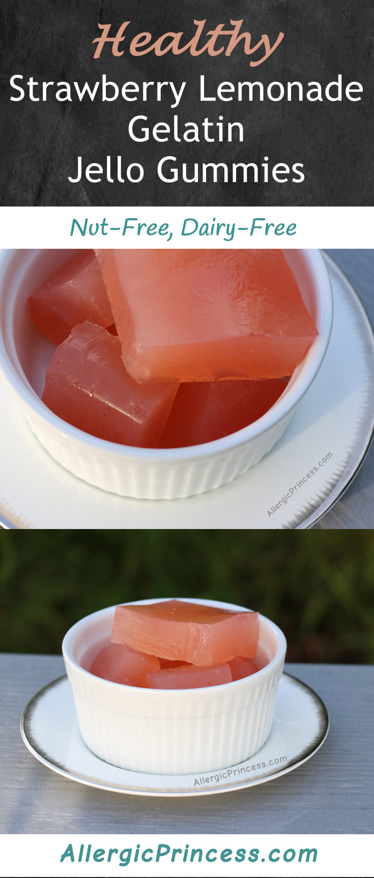 Healthy Strawberry Lemonade Gelatin Jello Gummies | Nut-free, dairy-free