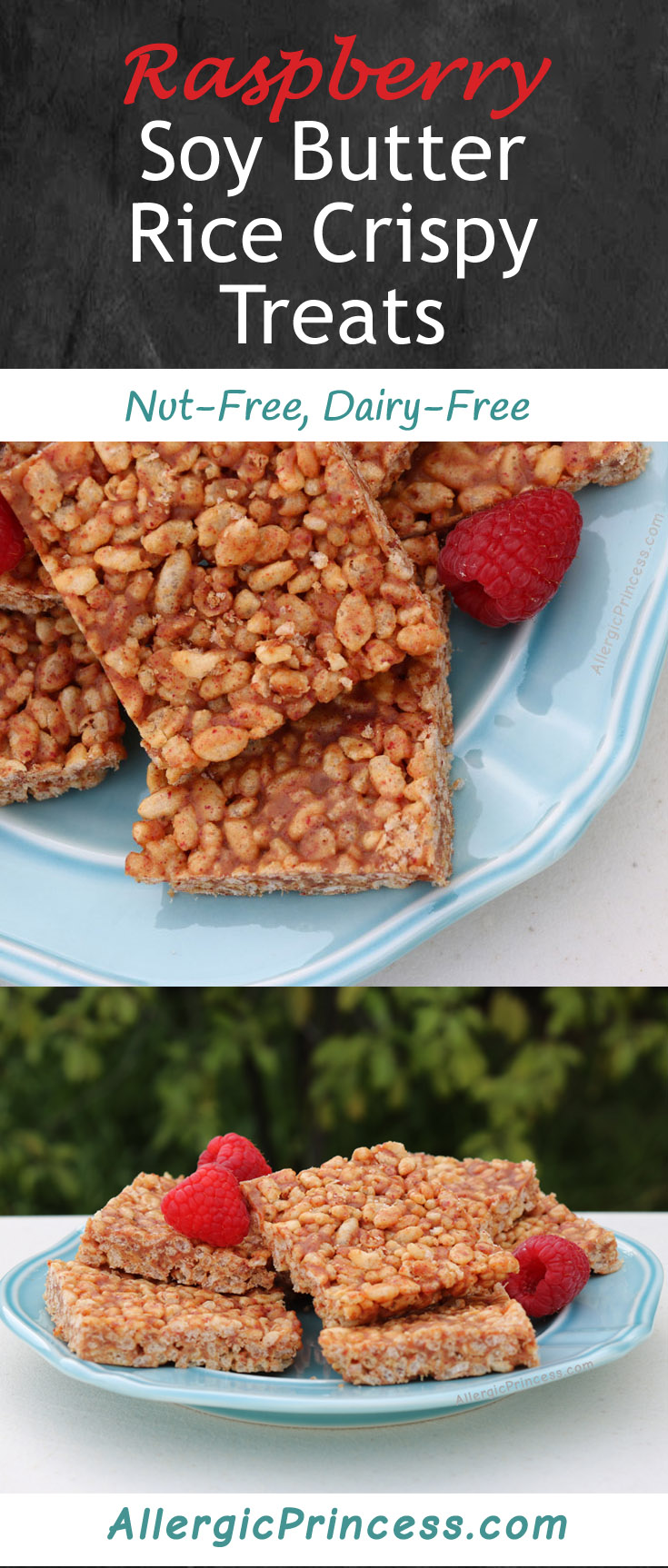 Nut free | dairy free | Raspberry soy butter rice crispy treats