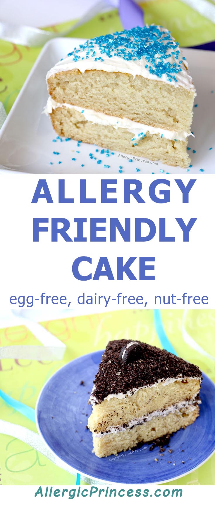 Allergy friendly cake that is egg-free, dairy-free, nut-free.